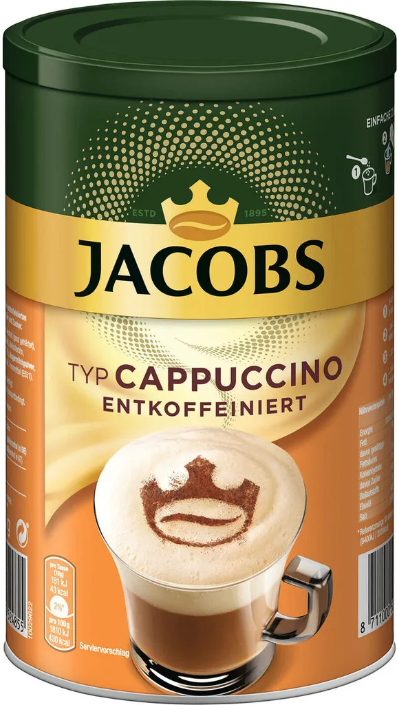 JACOBS Typ Cappuccino Entkoffeiniert 8 Dosen (8 X 220 G) 2 JACOBS Typ Cappuccino Entkoffeiniert 8 Dosen (8 X 220 G) – Bild 2