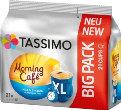 TASSIMO Kapseln Morning Café XL T-Discs Mild & Smooth 5 X 21 - 105 Getränke -Kaffee Verkäufe 02a857927c88f6a749192b8bb1484437