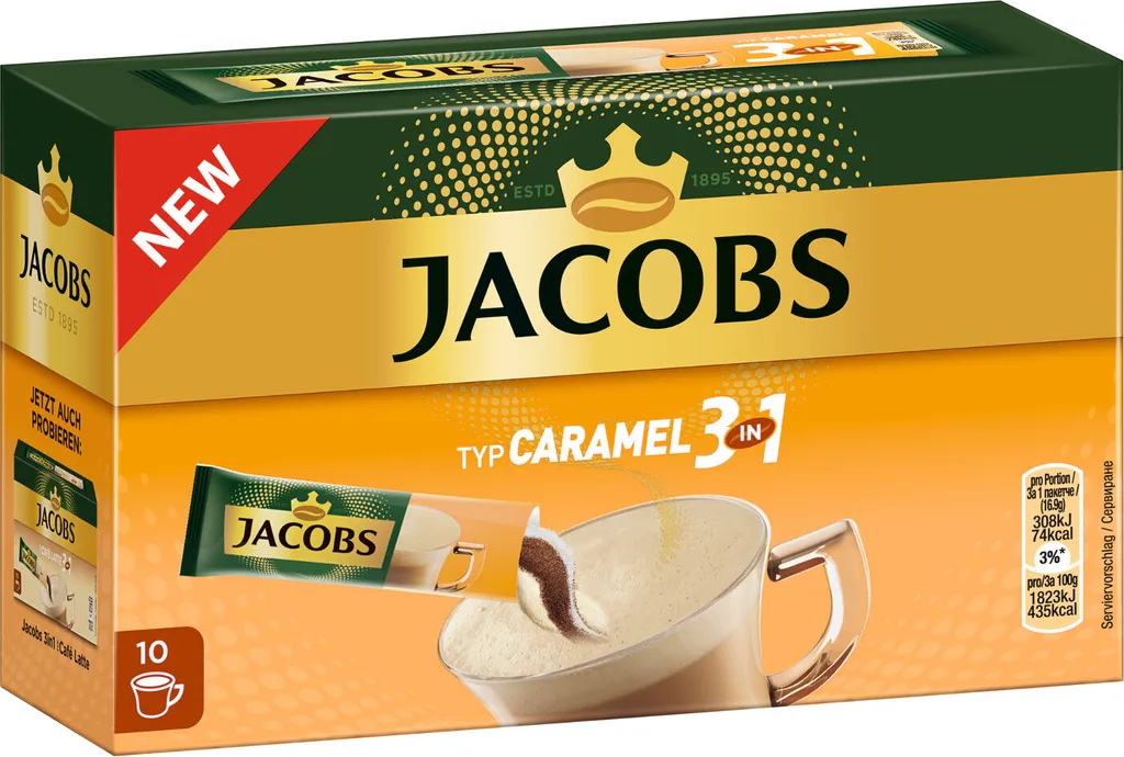 JACOBS 3in1 Typ Caramel Löslicher Kaffee 12er Pack 12 X 10 Getränke Sticks 2 JACOBS 3in1 Typ Caramel Löslicher Kaffee 12er Pack 12 X 10 Getränke Sticks – Bild 2