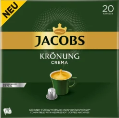 Jacobs Kaffeekapseln Krönung Crema, 20 Nespresso®* Kompatible Kapseln, 1 X 20 Getränke