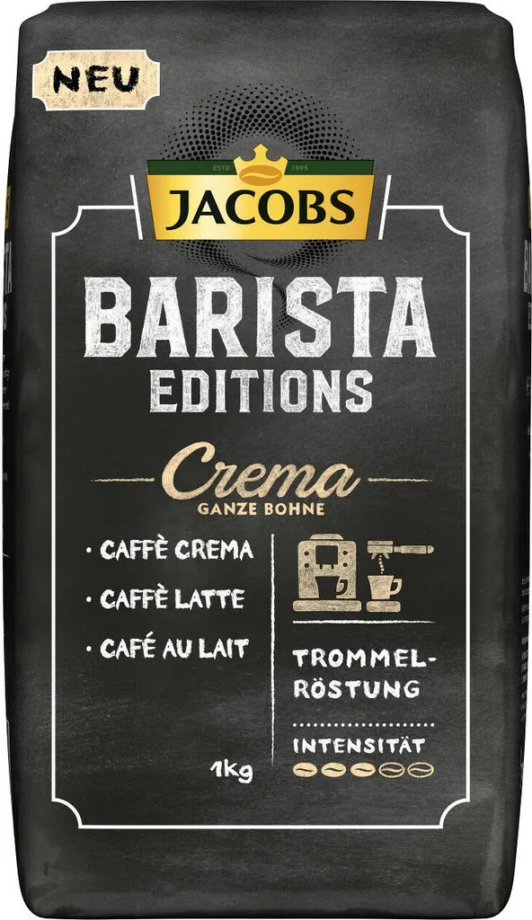 JACOBS Kaffeebohnen Barista Editions Crema Ganze Bohne 4x1 Kg + 2 Alu Dosen Im Barista Design 4 JACOBS Kaffeebohnen Barista Editions Crema Ganze Bohne 4x1 Kg + 2 Alu Dosen Im Barista Design – Bild 4
