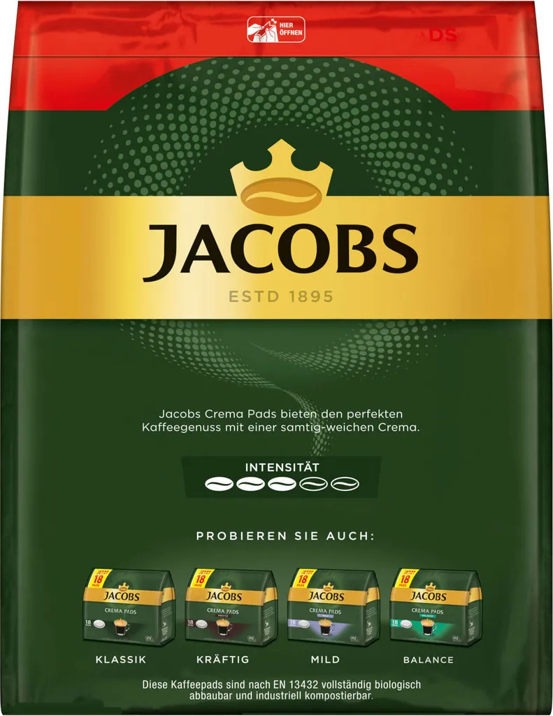 JACOBS Pads Crema Classic UTZ- 5 X 36 Getränke Vorteilspack + 1 Senseo Dose 4 JACOBS Pads Crema Classic UTZ- 5 X 36 Getränke Vorteilspack + 1 Senseo Dose – Bild 4
