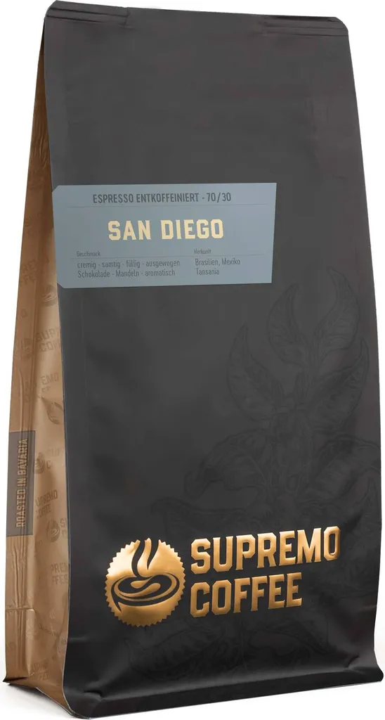 Supremo Espresso San Diego (DEKA) Entkoffeiniert Bohne 1kg - Kaffeebohnen Kaffee Bohnen 2 Supremo Espresso San Diego (DEKA) Entkoffeiniert Bohne 1kg - Kaffeebohnen Kaffee Bohnen – Bild 2