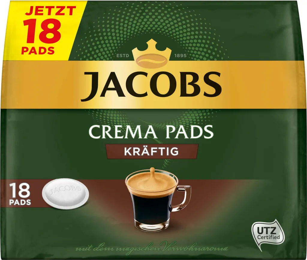 JACOBS Pads Crema Kräftig 5 X 18 Getränke - 90 Kaffeepads Senseo Kompatibel 2 JACOBS Pads Crema Kräftig 5 X 18 Getränke - 90 Kaffeepads Senseo Kompatibel – Bild 2