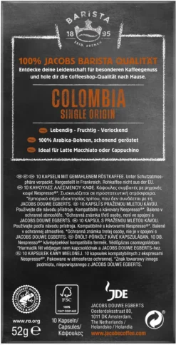 JACOBS Kapseln Barista Editions Colombia Origin 9 10 X 10 Nespresso®* Kompatibel -Kaffee Verkäufe 24483c394955dc34500587f9e8e78643