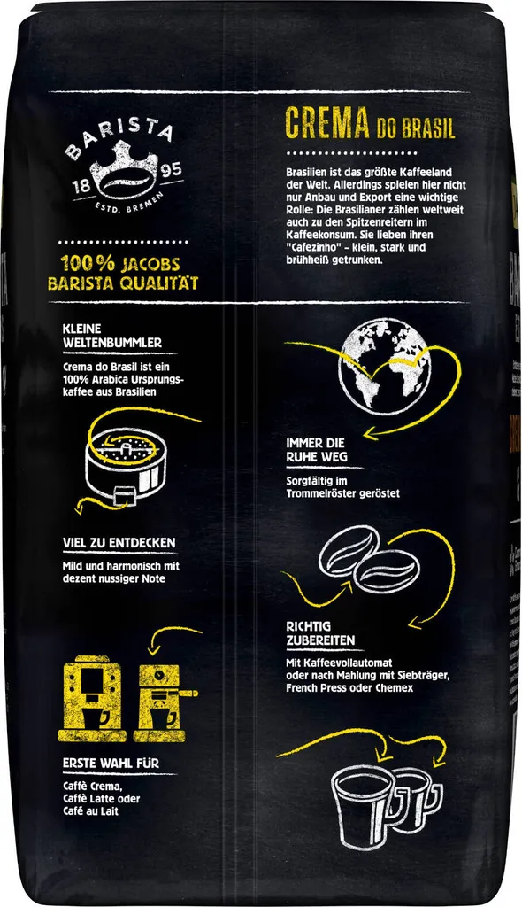 JACOBS Kaffeebohnen Barista Editions Crema Do Brasil 4 X 1 Kg Geröstete Bohnen 5 JACOBS Kaffeebohnen Barista Editions Crema Do Brasil 4 X 1 Kg Geröstete Bohnen – Bild 5