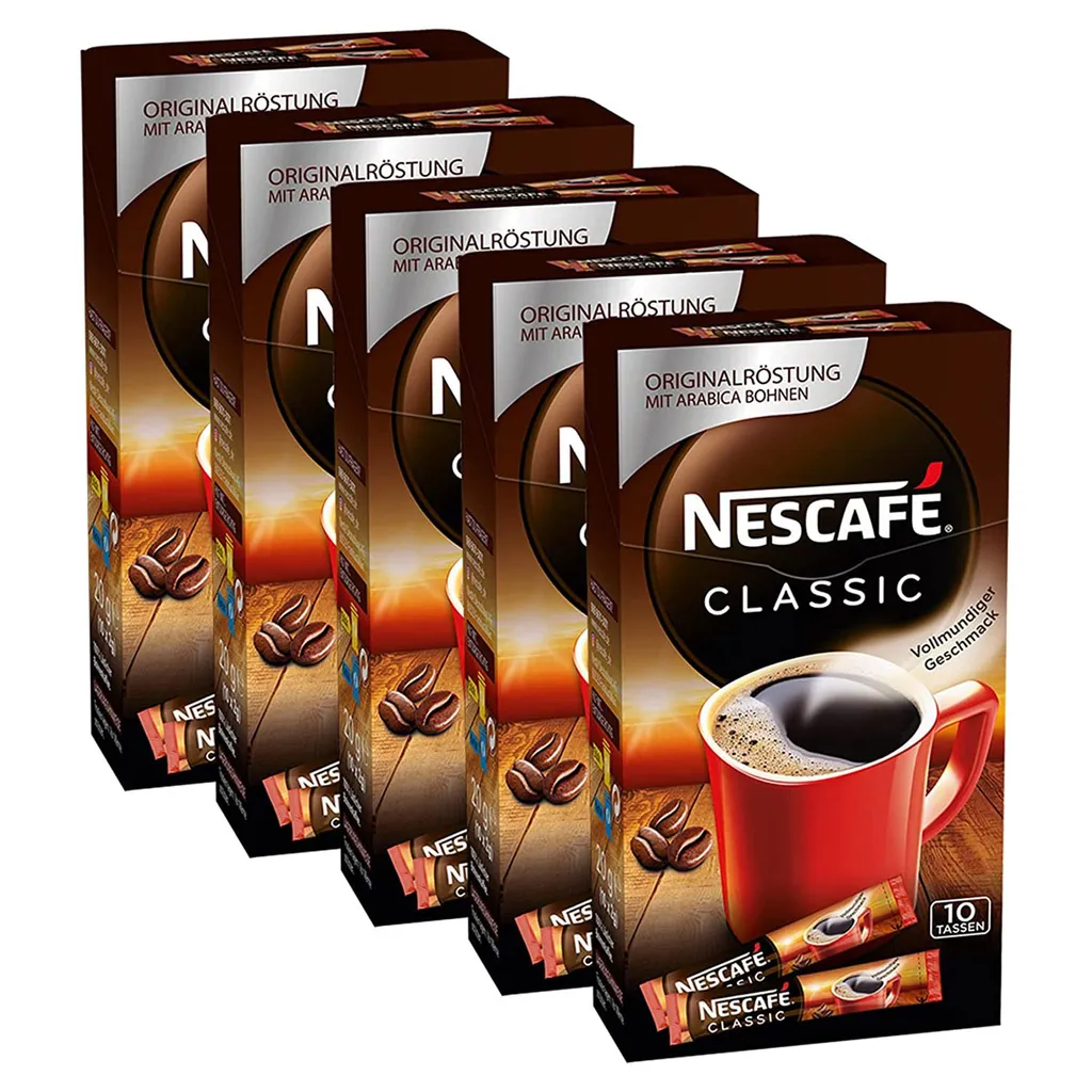 Nestlé® Nescafe Classic Löslicher Instantkaffee Tassenpackungen 10x2g 5er Pack 1 Nestlé® Nescafe Classic Löslicher Instantkaffee Tassenpackungen 10x2g 5er Pack