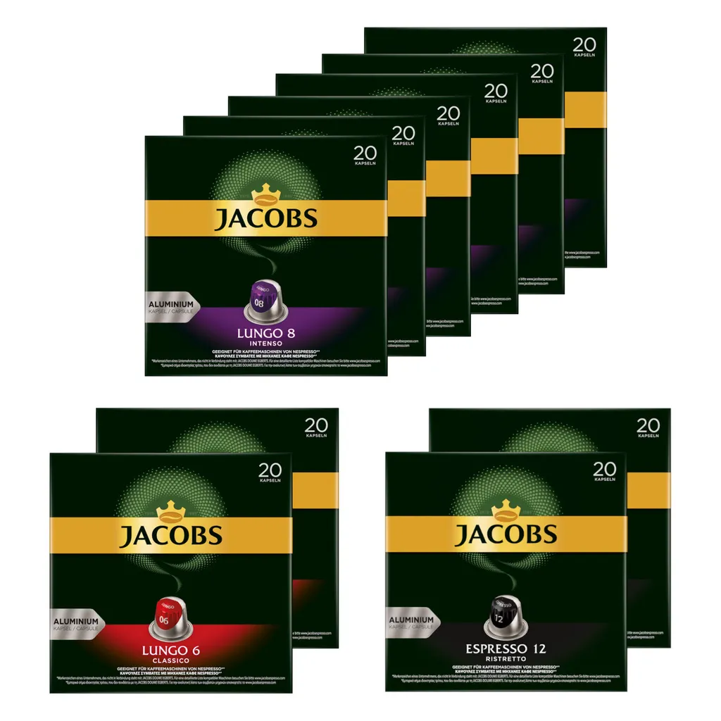 JACOBS Kapseln 200 Nespresso®* Kompatibel Lungo 8 & 6 + Espresso 12 Ristretto 2 JACOBS Kapseln 200 Nespresso®* Kompatibel Lungo 8 & 6 + Espresso 12 Ristretto – Bild 2