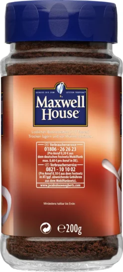 Maxwell House Klassisch, Löslicher Kaffee, 200g-Glas -Kaffee Verkäufe 53c74f261659d1e55138392a33d00407