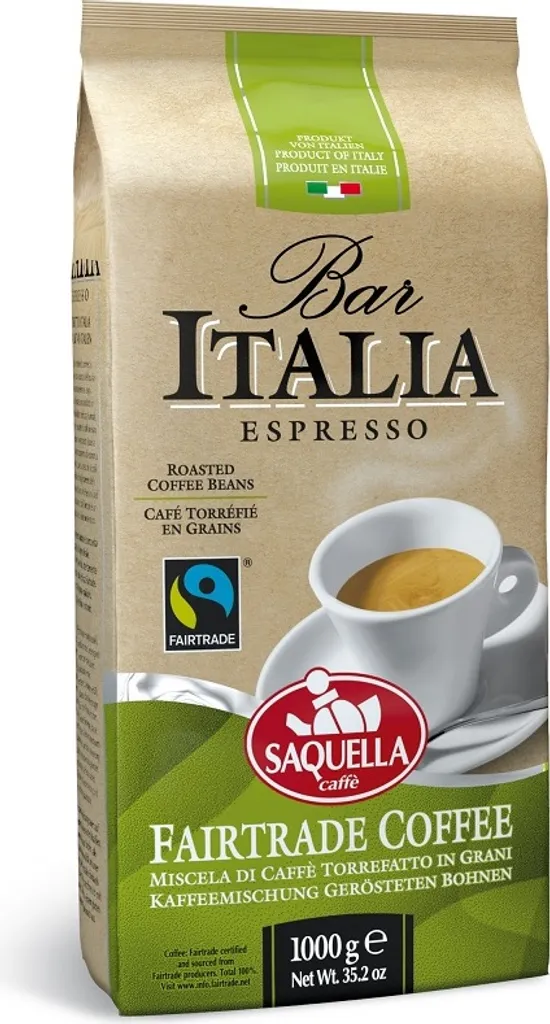 Caffe Bar Italia Fairtrade 1Kg Bohnen | Saquella 1 Caffe Bar Italia Fairtrade 1Kg Bohnen | Saquella