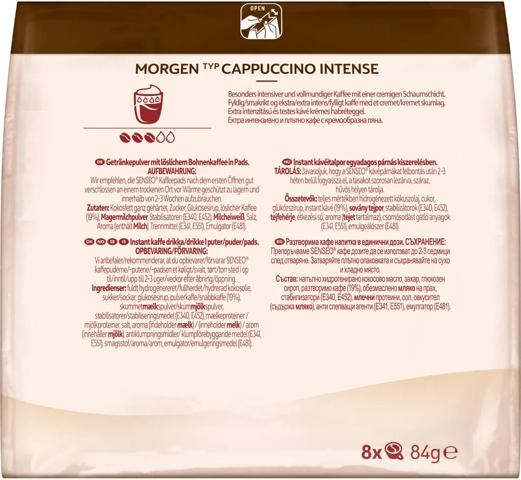 SENSEO Pads Typ Morgen Cappuccino Intense 10 X 8 Pads 80 Getränke 1 SENSEO Pads Typ Morgen Cappuccino Intense 10 X 8 Pads 80 Getränke