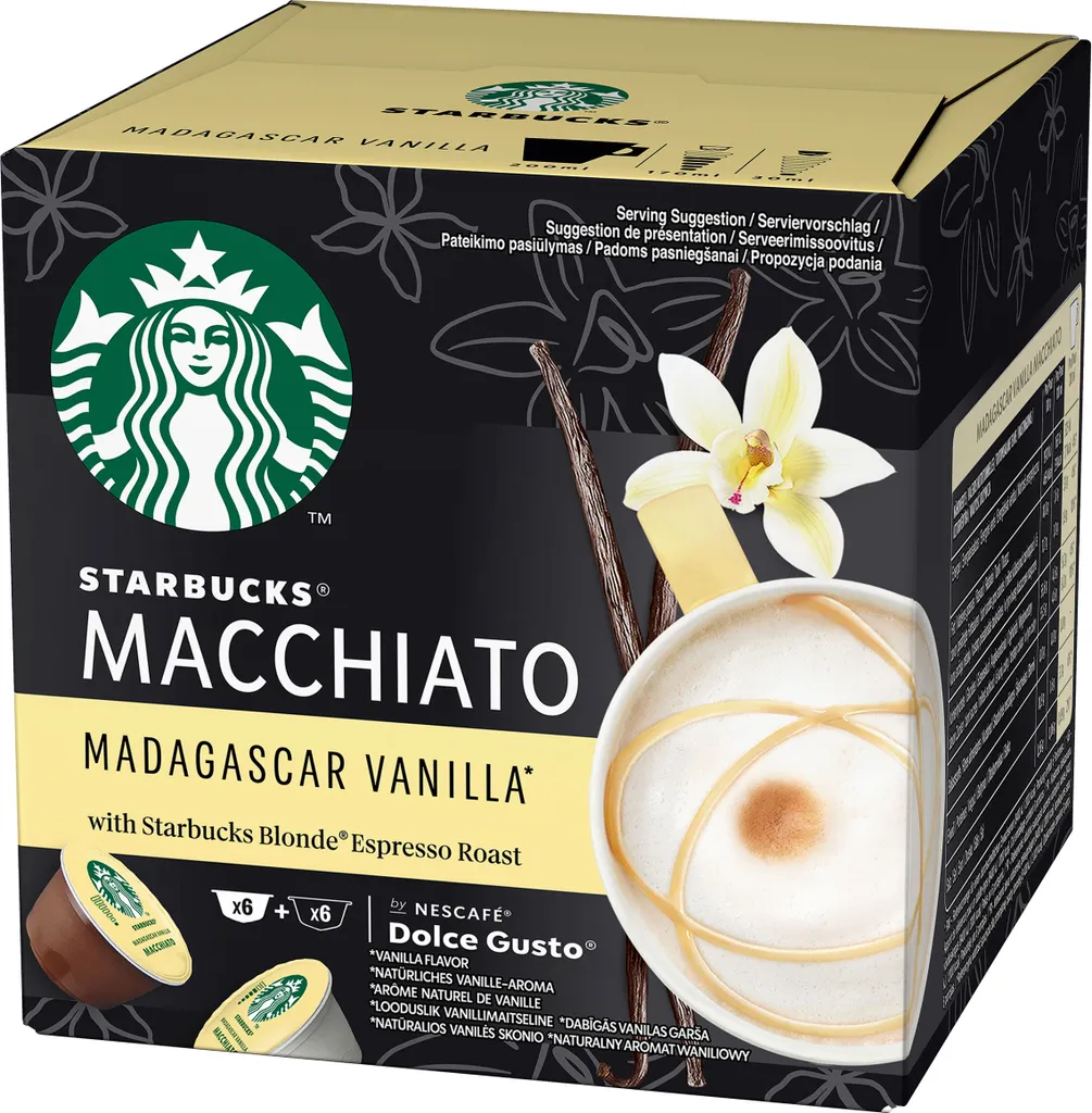 Nescafé® Nescafé Dolce Gusto Starbucks Vanilla Latte Macchiato, Milchkaffee, Kaffeekapsel, Röstkaffee, 6 Portionen 1 Nescafé® Nescafé Dolce Gusto Starbucks Vanilla Latte Macchiato, Milchkaffee, Kaffeekapsel, Röstkaffee, 6 Portionen