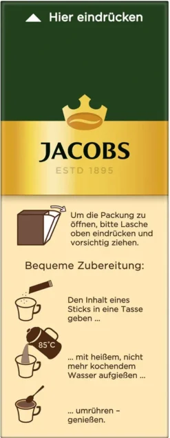 JACOBS Typ Cafe Crema Löslicher Kaffee 12 X 25 Sticks -Kaffee Verkäufe 5878cd1f126da5fb4bf5f4cba4ffe121