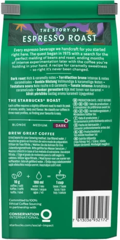 Nestlé® Starbucks Espresso Roast,Dark Roast,Karamellnote, Ganze Bohne, 200g -Kaffee Verkäufe 5aa9f59491194a3015374e55a9cedfb6