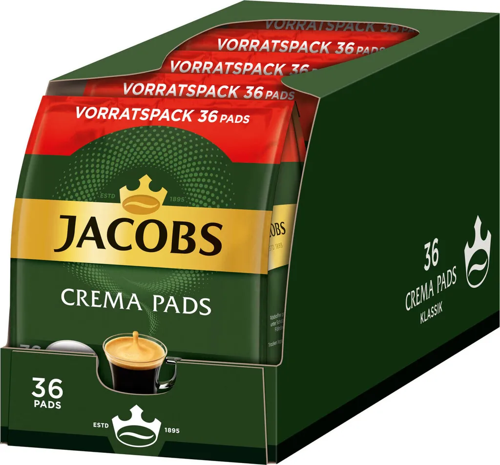 JACOBS Pads Crema Classic UTZ- 5 X 36 Getränke Vorteilspack + 1 Senseo Dose 2 JACOBS Pads Crema Classic UTZ- 5 X 36 Getränke Vorteilspack + 1 Senseo Dose – Bild 2