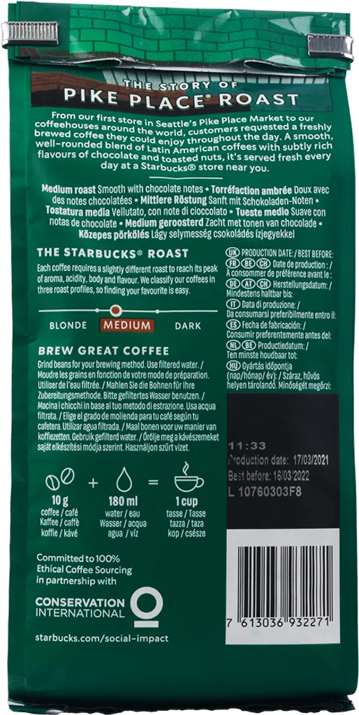 Nestlé® Starbucks Pike Place Roast, Medium, Ganze Bohne, 200 G 6 Nestlé® Starbucks Pike Place Roast, Medium, Ganze Bohne, 200 G – Bild 6