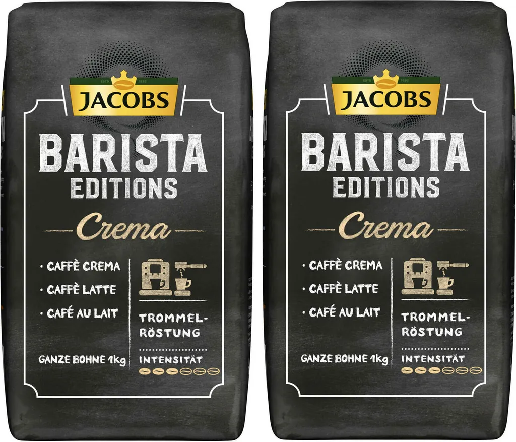JACOBS Kaffeebohnen Barista Editions Crema 2x1 Kg Ganze Kaffee Bohnen Geröstet 1 JACOBS Kaffeebohnen Barista Editions Crema 2x1 Kg Ganze Kaffee Bohnen Geröstet