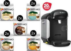 TASSIMO Kapseln 2 X Latte Macchiato Vielfaltspakete + Vivy 2 Schwarz Gratis