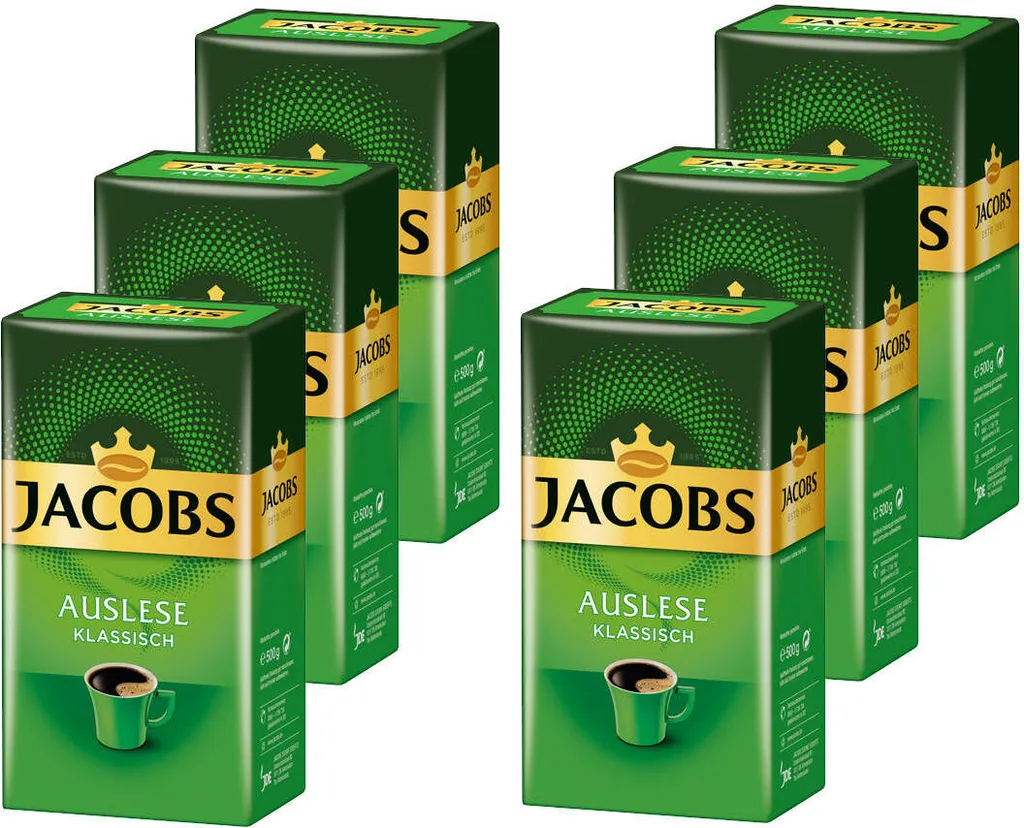 JACOBS Filterkaffee Auslese Klassisch 6 X 500 G Pulver-Kaffee Gemahlen Röstkaffee 1 JACOBS Filterkaffee Auslese Klassisch 6 X 500 G Pulver-Kaffee Gemahlen Röstkaffee