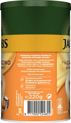 JACOBS Typ Cappuccino Entkoffeiniert 8 Dosen (8 X 220 G) 7 JACOBS Typ Cappuccino Entkoffeiniert 8 Dosen (8 X 220 G) -Kaffee Verkäufe 710abf14fc684c218151b1b6e46a0d9a