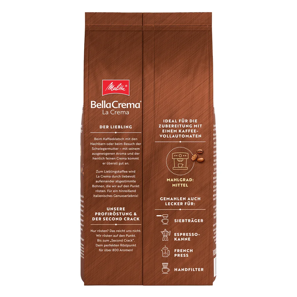 Melitta Kaffee BellaCrema LaCrema Ganze Bohne, Mittelstarke Kaffeebohnen, 8er Pack, 8 X 1000g 3 Melitta Kaffee BellaCrema LaCrema Ganze Bohne, Mittelstarke Kaffeebohnen, 8er Pack, 8 X 1000g – Bild 3