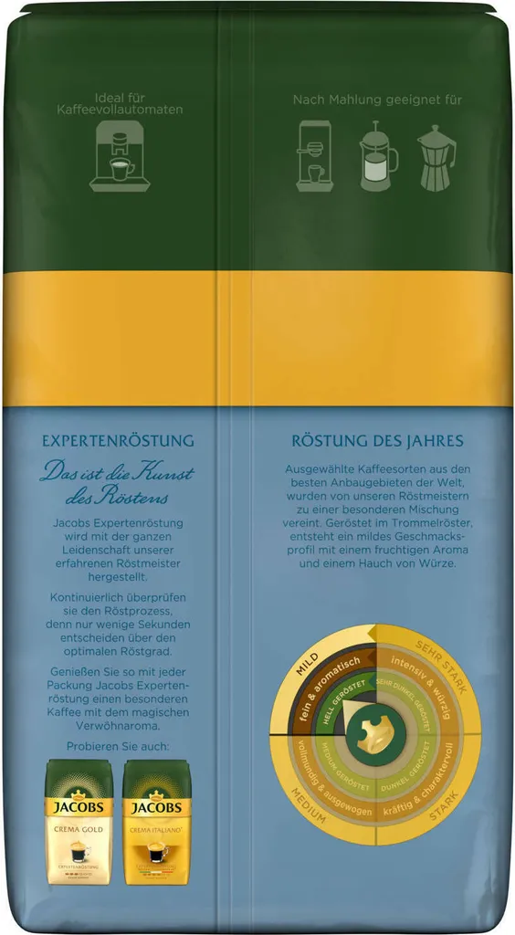 JACOBS Kaffeebohnen Expertenröstung Crema Mild Röstung Des Jahres 2x1 Kg Bohnen 5 JACOBS Kaffeebohnen Expertenröstung Crema Mild Röstung Des Jahres 2x1 Kg Bohnen – Bild 5