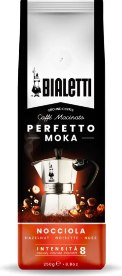 Bialetti Perfetto Moka Nocciola, Kaffee Gemahlen, Röstkaffee, Intensität 8, 250 G, 96080321
