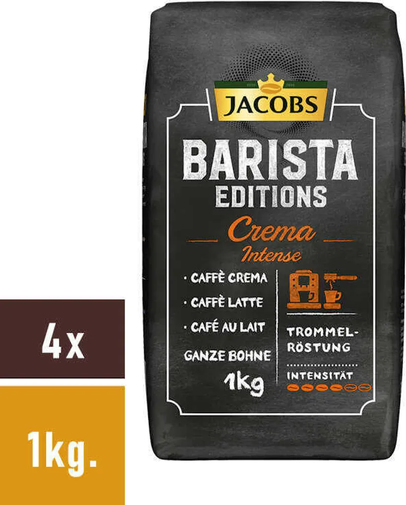 Jacobs Barista Editions Crema Intense, Bohnenkaffee, Ganze Bohnen, Röstkaffee, Kaffeebohnen, 4 X 1000 G 5 Jacobs Barista Editions Crema Intense, Bohnenkaffee, Ganze Bohnen, Röstkaffee, Kaffeebohnen, 4 X 1000 G – Bild 5