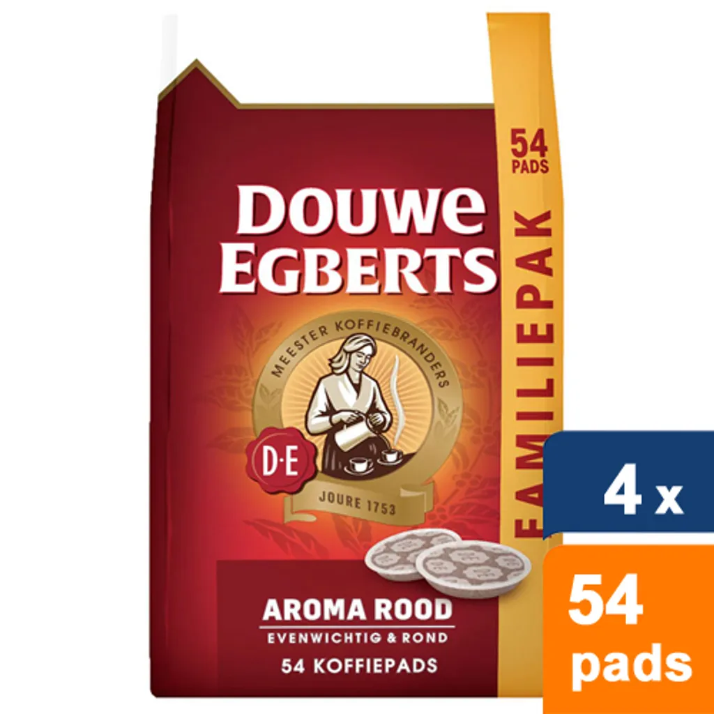 Douwe Egbert - Aroma Rood - 4x 54 Pads 1 Douwe Egbert - Aroma Rood - 4x 54 Pads