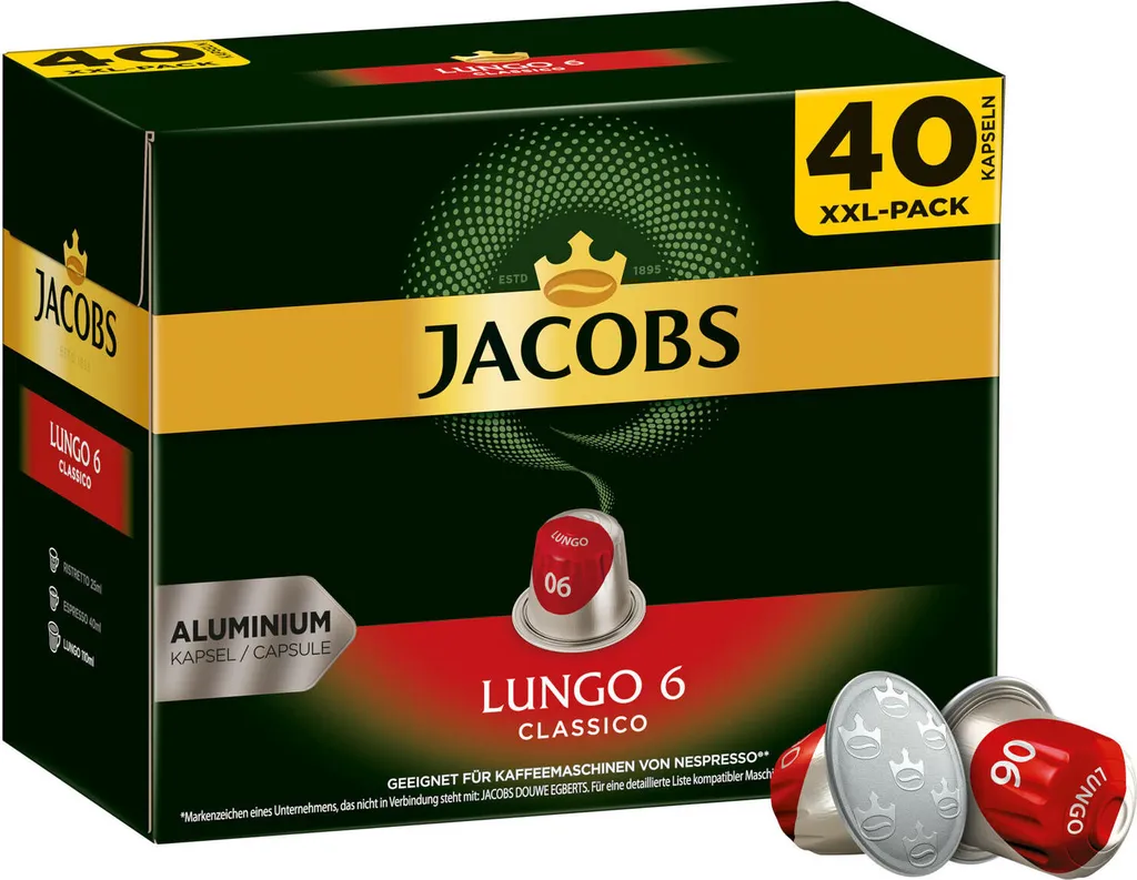 Jacobs Lungo 6 Classico XXL-Pack | 40 Nespresso® Komp. Kapseln 2 Jacobs Lungo 6 Classico XXL-Pack | 40 Nespresso® Komp. Kapseln – Bild 2