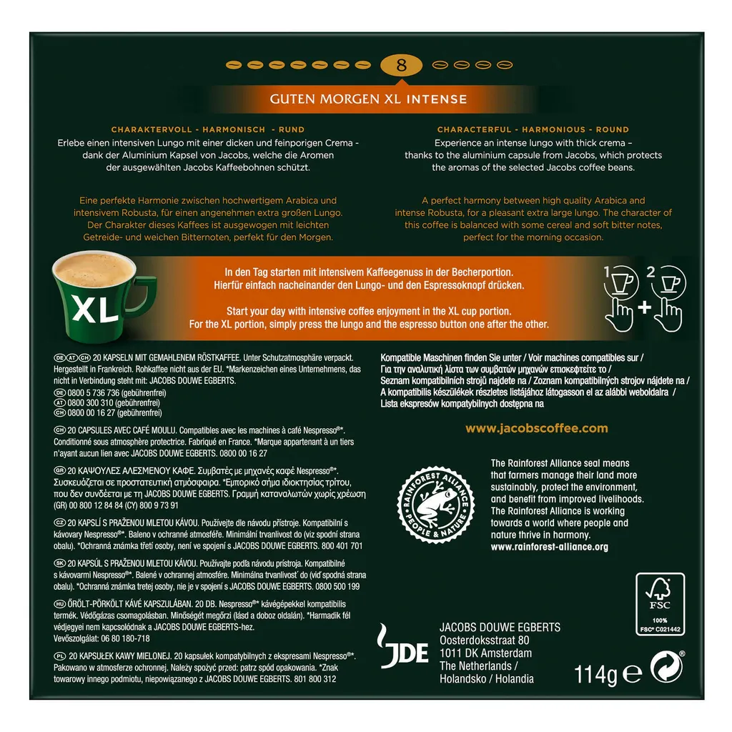 JACOBS Kapseln Guten Morgen XL Intense 200 Nespresso®* Kompatible Kaffeekapseln 5 JACOBS Kapseln Guten Morgen XL Intense 200 Nespresso®* Kompatible Kaffeekapseln – Bild 5