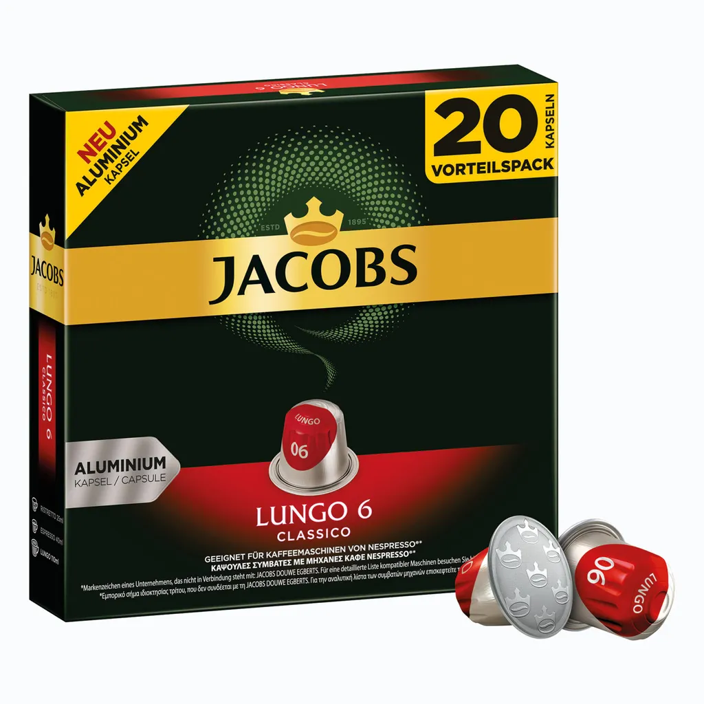 JACOBSLungo 6 Classico 200 Nespresso®* Kompatible Kaffeekapseln 6 JACOBSLungo 6 Classico 200 Nespresso®* Kompatible Kaffeekapseln – Bild 6