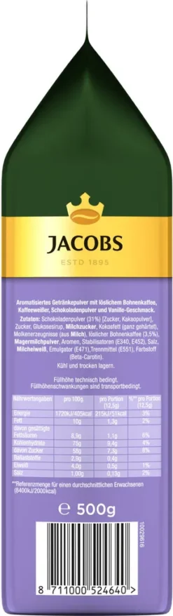 JACOBS Typ Cappuccino Choco Vanille Mit Milka 12 X 500 G Beutel 11 JACOBS Typ Cappuccino Choco Vanille Mit Milka 12 X 500 G Beutel -Kaffee Verkäufe 957aa26894a40cc32514a39996c2af66