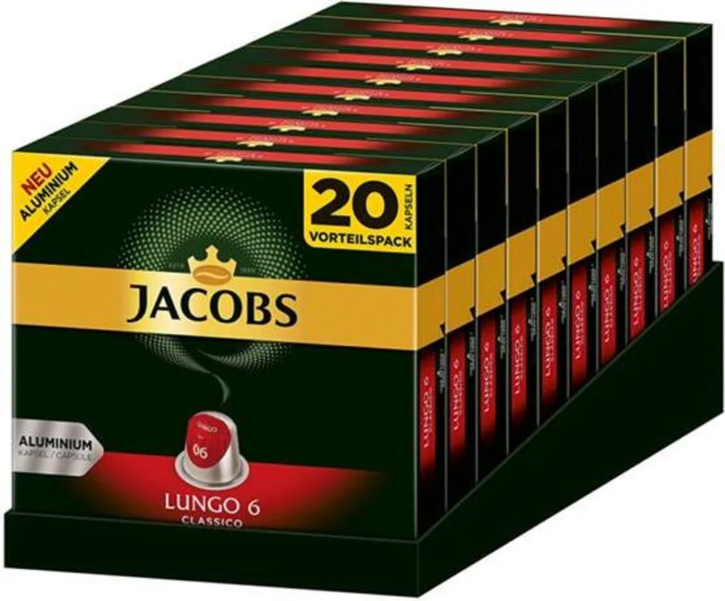 JACOBSLungo 6 Classico 200 Nespresso®* Kompatible Kaffeekapseln 2 JACOBSLungo 6 Classico 200 Nespresso®* Kompatible Kaffeekapseln – Bild 2