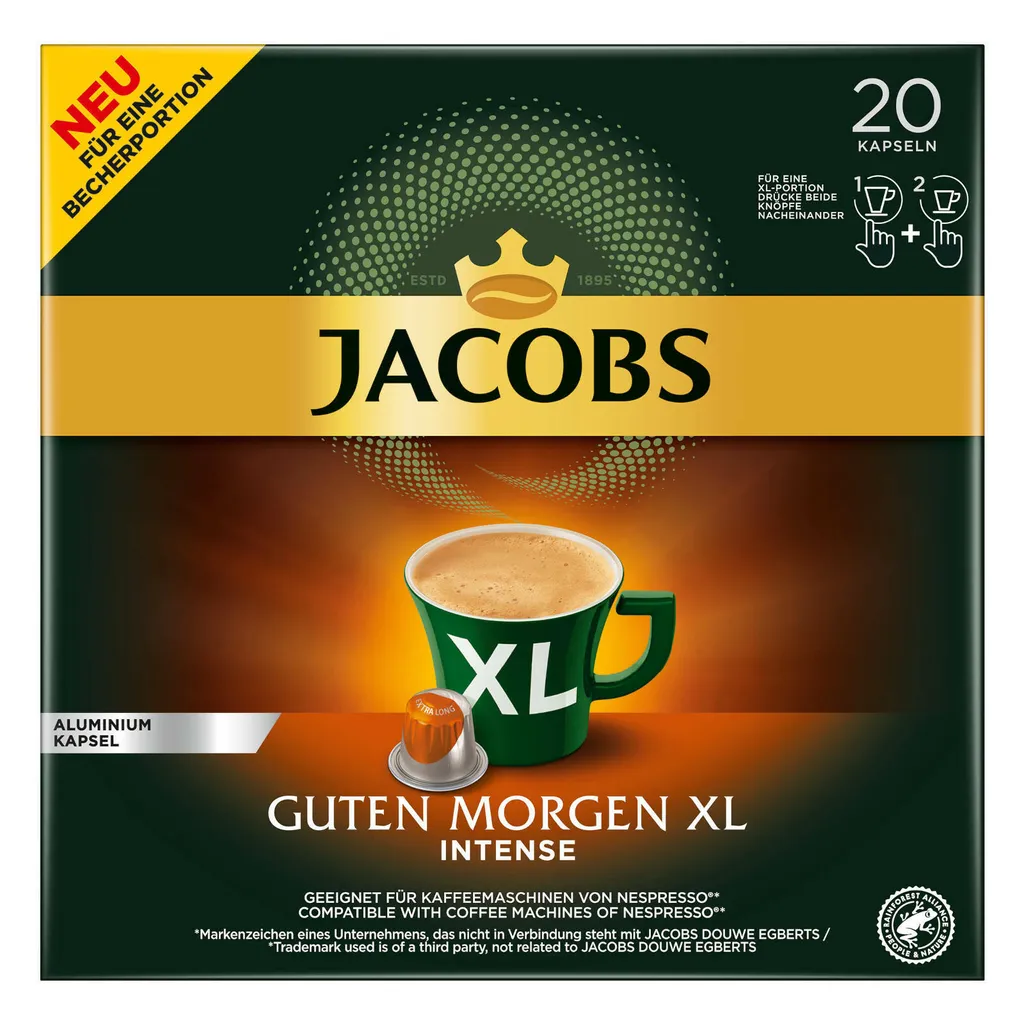 JACOBS Kapseln Guten Morgen XL Intense 200 Nespresso®* Kompatible Kaffeekapseln 2 JACOBS Kapseln Guten Morgen XL Intense 200 Nespresso®* Kompatible Kaffeekapseln – Bild 2