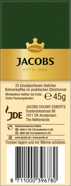 JACOBS Typ Cafe Crema Löslicher Kaffee 12 X 25 Sticks -Kaffee Verkäufe 9f5cdfef962f5f02556217479788c3c5