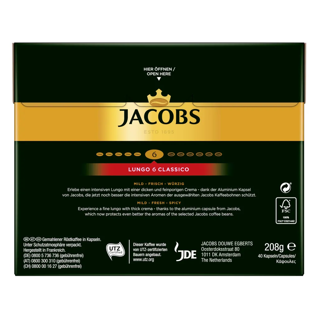 JACOBS Kapseln Lungo Classico 5 X 40 Nespresso®* Kompatible Kaffeekapseln 4 JACOBS Kapseln Lungo Classico 5 X 40 Nespresso®* Kompatible Kaffeekapseln – Bild 4