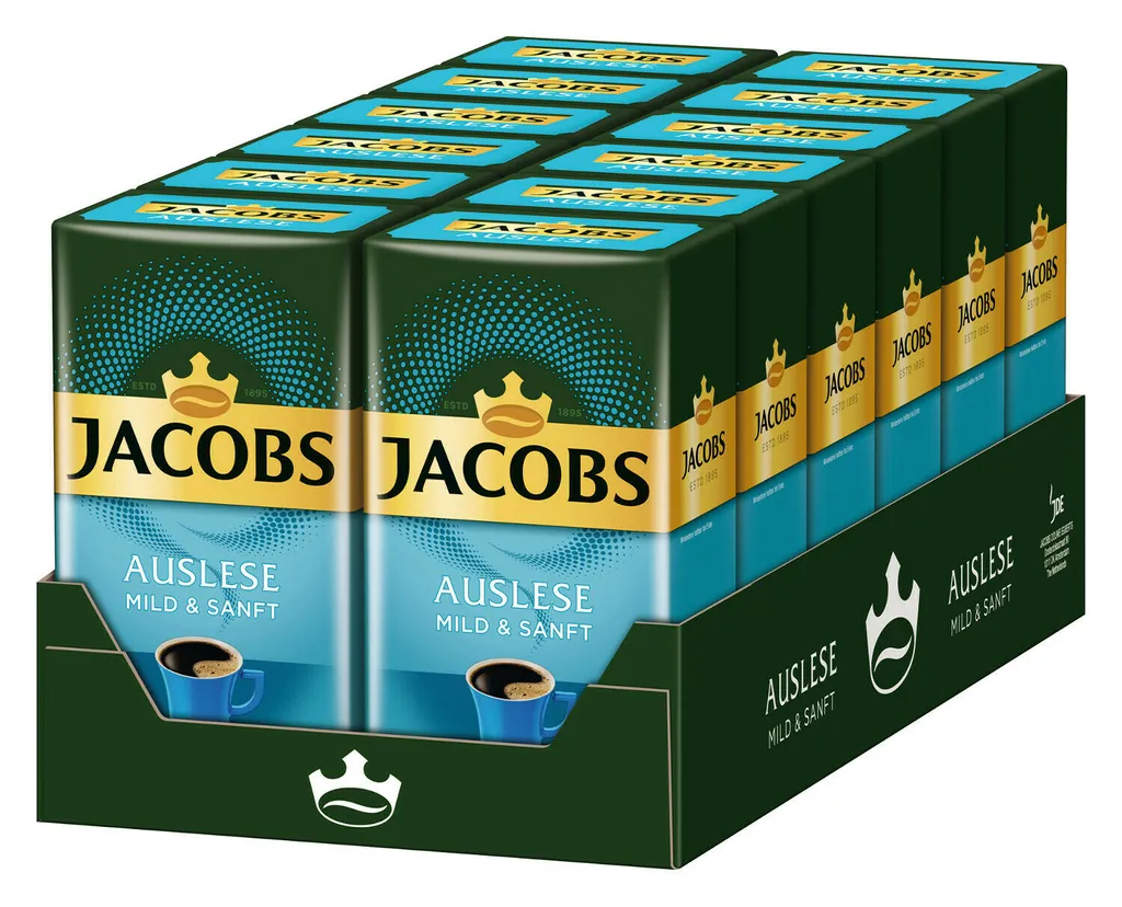 JACOBS Auslese Mild + Sanft Filterkaffee 12 X 500 G Kaffee Gemahlen 2 JACOBS Auslese Mild + Sanft Filterkaffee 12 X 500 G Kaffee Gemahlen – Bild 2