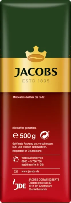 Jacobs Filterkaffee Meister Röstung | Gemahlen | 500g -Kaffee Verkäufe b1cf02c679eba592bbcc6f0c67d3ee2f