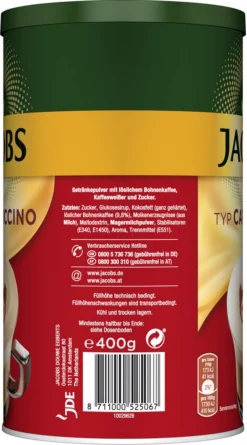 JACOBS Typ Cappuccino 6 X 400 G Dosen Feine Cremigkeit - Viel Schaum -Kaffee Verkäufe b26a4aa3db2b83e8dadfb2d330aaafb4