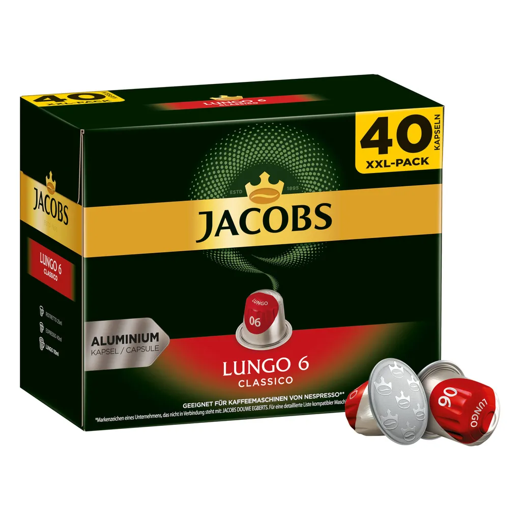 JACOBS Kapseln Lungo Classico 5 X 40 Nespresso®* Kompatible Kaffeekapseln 3 JACOBS Kapseln Lungo Classico 5 X 40 Nespresso®* Kompatible Kaffeekapseln – Bild 3