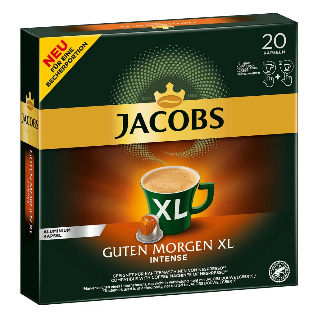 JACOBS Kapseln Guten Morgen XL Intense 200 Nespresso®* Kompatible Kaffeekapseln 3 JACOBS Kapseln Guten Morgen XL Intense 200 Nespresso®* Kompatible Kaffeekapseln – Bild 3
