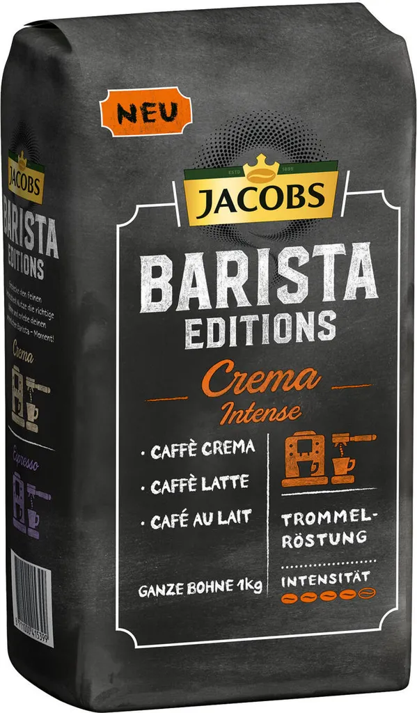 Jacobs Barista Editions Crema Intense, Bohnenkaffee, Ganze Bohnen, Röstkaffee, Kaffeebohnen, 4 X 1000 G 4 Jacobs Barista Editions Crema Intense, Bohnenkaffee, Ganze Bohnen, Röstkaffee, Kaffeebohnen, 4 X 1000 G – Bild 4