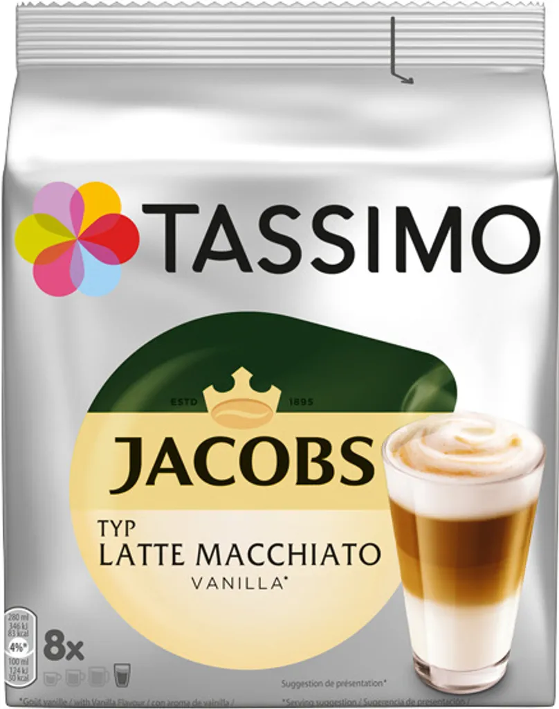 Tassimo Kapseln Jacobs Typ Latte Macchiato Vanilla | 8 Kaffeekapseln 1 Tassimo Kapseln Jacobs Typ Latte Macchiato Vanilla | 8 Kaffeekapseln