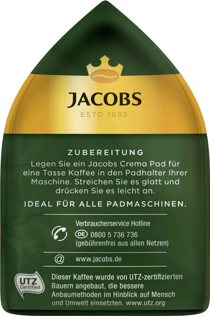 JACOBS Pads Crema Kräftig 270 Getränke - 15x18 Kaffeepads Senseo Kompatibel 7 JACOBS Pads Crema Kräftig 270 Getränke - 15x18 Kaffeepads Senseo Kompatibel – Bild 7