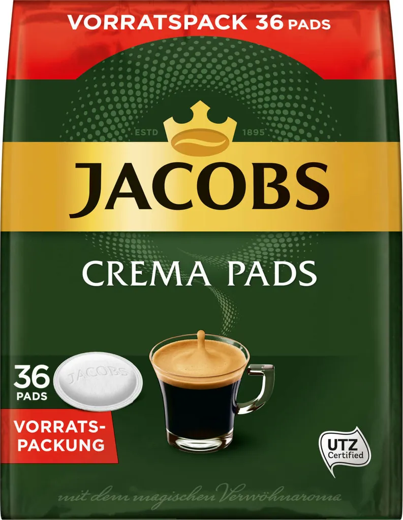 JACOBS Pads Crema Classic UTZ- 5 X 36 Getränke Vorteilspack + 1 Senseo Dose 3 JACOBS Pads Crema Classic UTZ- 5 X 36 Getränke Vorteilspack + 1 Senseo Dose – Bild 3