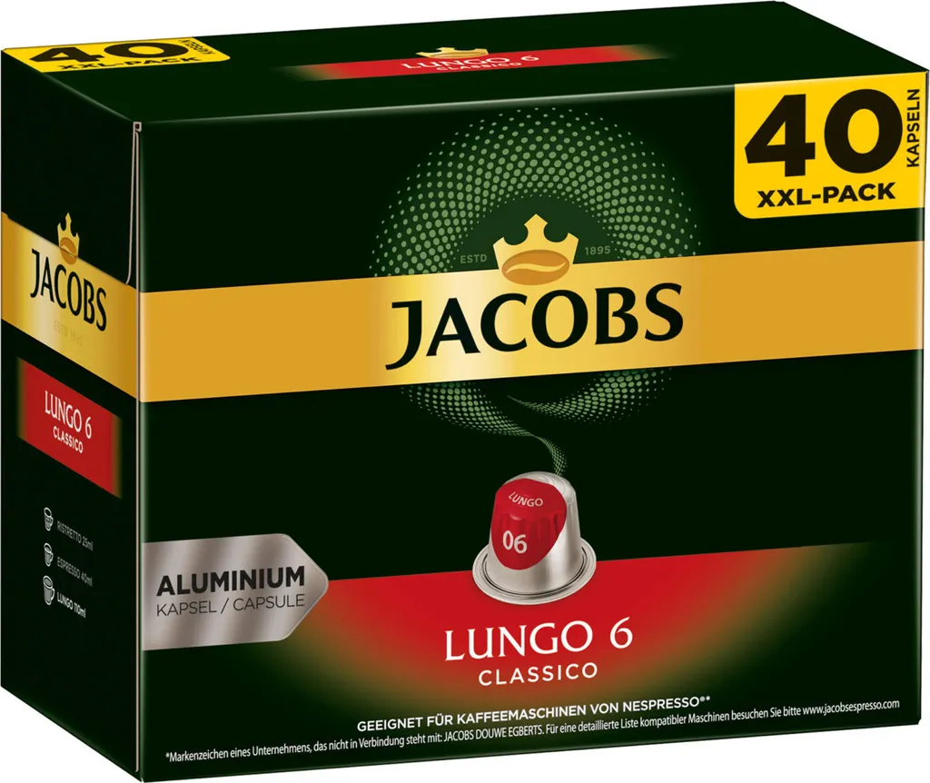 Jacobs Lungo 6 Classico XXL-Pack | 40 Nespresso® Komp. Kapseln 4 Jacobs Lungo 6 Classico XXL-Pack | 40 Nespresso® Komp. Kapseln – Bild 4
