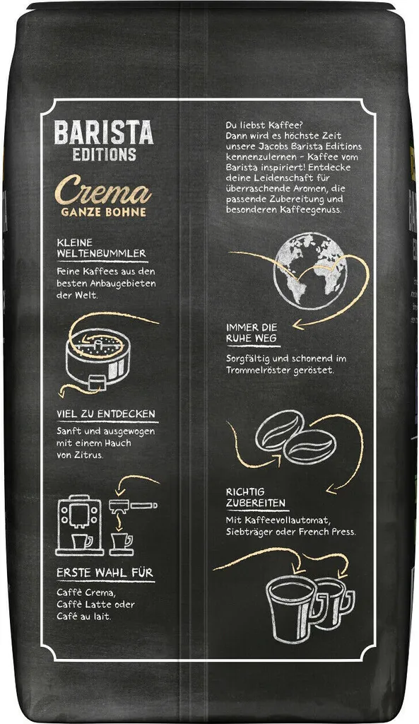 JACOBS Kaffeebohnen Barista Editions Crema Ganze Bohne 4x1 Kg + 2 Alu Dosen Im Barista Design 5 JACOBS Kaffeebohnen Barista Editions Crema Ganze Bohne 4x1 Kg + 2 Alu Dosen Im Barista Design – Bild 5