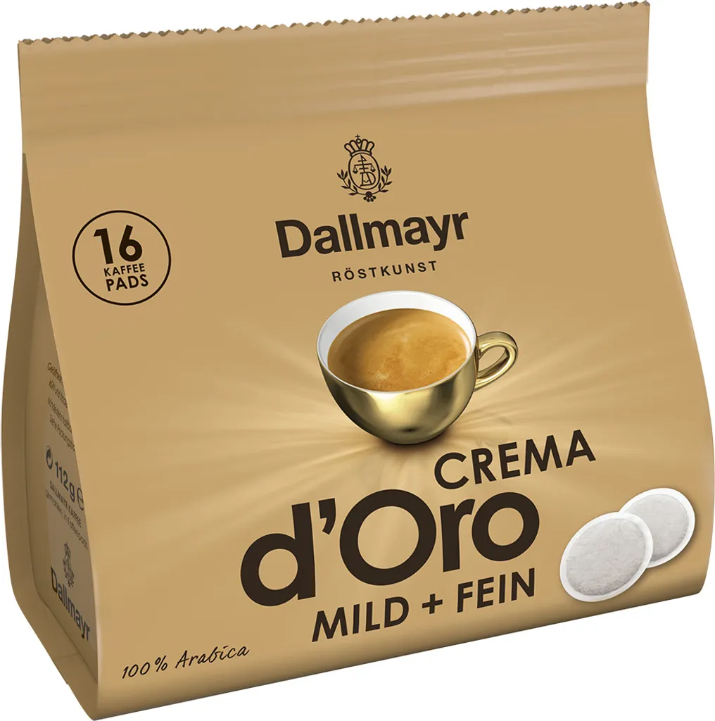 Dallmayr Crema D'Oro Mild & Fein | 16 Kaffeepads 1 Dallmayr Crema D'Oro Mild & Fein | 16 Kaffeepads
